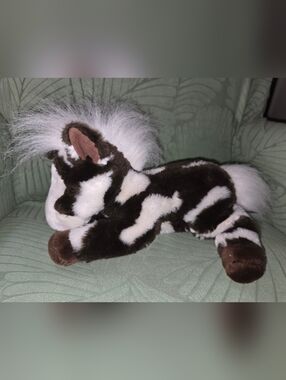Aurora Flopsie Geronimo Black White Horse Pony Soft Stuffed Animal Plush Toy 12"